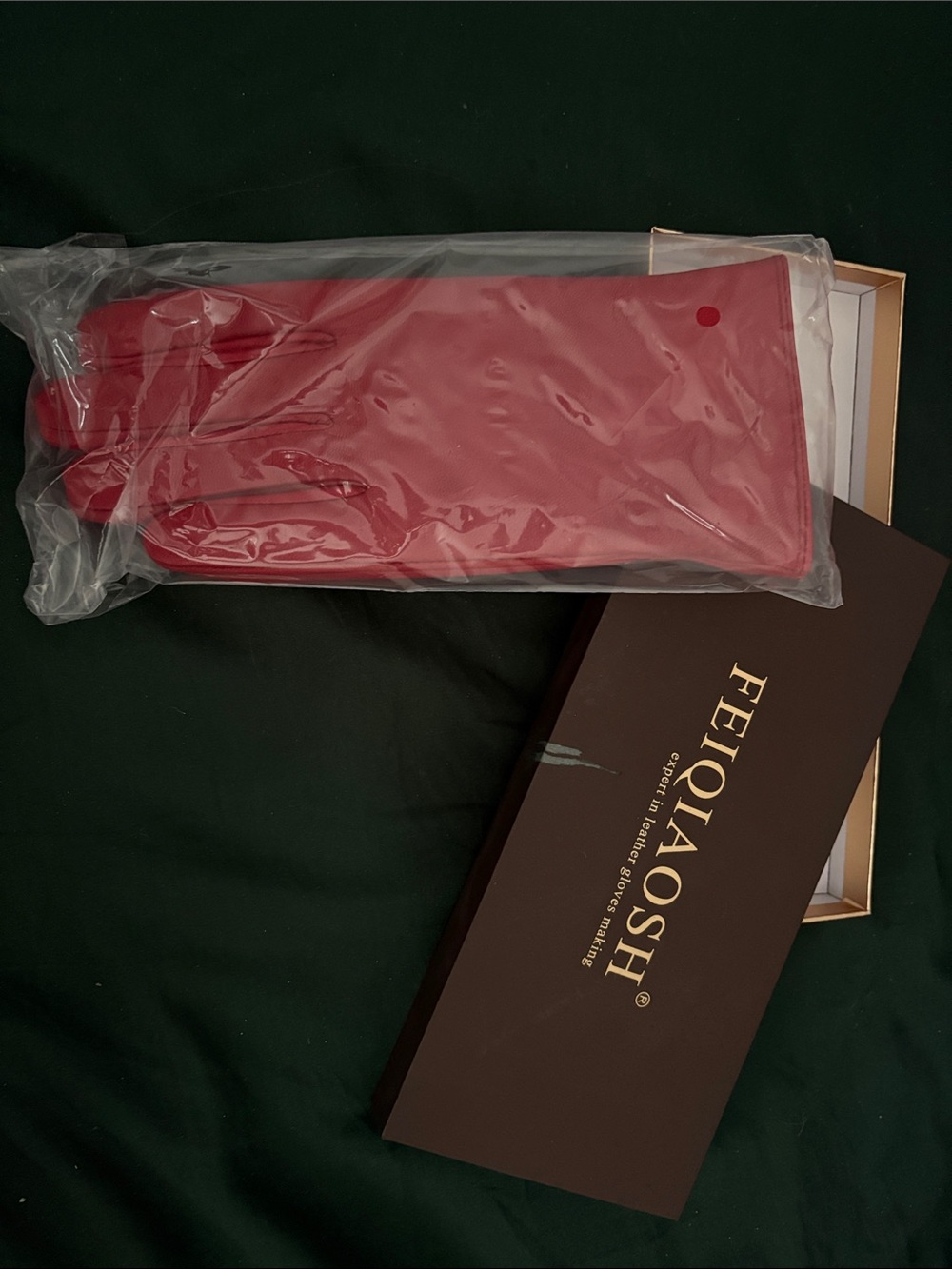 Women's Red Leather Gloves
